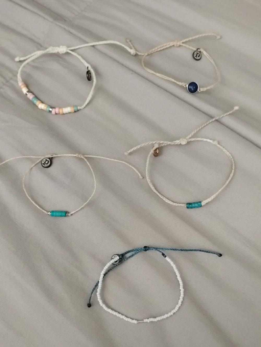 Pura Vida Mixed Pastel and Turquoise Bead Bracelets with White and Navy Accents